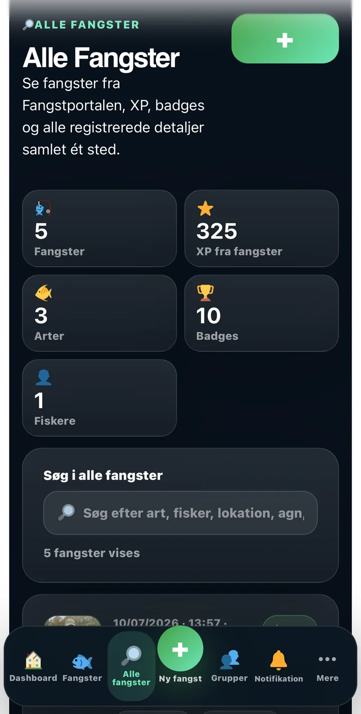 Alle fangster i Fangstportalen